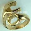 18K gold Filled Wrench Shaped TOOLS HANDYMAN Stainless Steel Ring R153 Size 7-15