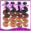 7aマレーシアのバージンヘアボディオンブルヘアエクステンション1b / 4/27 3トーン3ピースダークブラウンレミー人間の髪織りアイリーナ製品