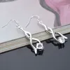 الموضة نماذج الانفجار الجميلة في أوروبا وأمريكا أزياء اللمعان الملتوية مع Diamond 925 Silver Earrings Silver Silver Strains 1209