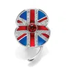 1.45 Inch White Gold Tone Rhinestone Crystal British UK Flag Poppy Union Jack Brooch Remembrance Day Pins