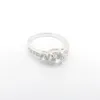 Anello donna gioielli 24K 0,8CT Anello in oro bianco con anelli solidi strass chiaro SZ7 3G