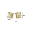 2017 fashion Mens women HIP HOP square Stud Earrings gold filled Cubic Zircon CZ Earrings wedding party jewelry TOP quality