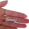 Tammy Script Font Name Halsband Anpassad personlig för män Tagga rostfritt stål Guld- och silverstyphalsband smycken gåva, NL-2400