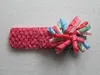 baby flower hair bows 300pcs waffle Crochet headband curly ribbon korker satin hair clip hairband corker Head wraps flowers PD011