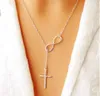 Wholesale-Ladies Fashion Elegant Silver Plated Cross Infinity Pendant Chain Party Necklace