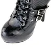 Kolnoo Ladies Womens Handmade Fashion Ankle Shoes High Heel Platform Buckles Deco Elegant Party Prom Winter Ankle Boots XD501