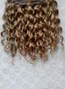 Brazylijska Remy Curly Hair Clip wątek w ludzkich przedłużeniach ciemna blondynka 270# kolor 9pcs/set6151833