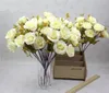 5 Buketter En bukett 14 Head Artificial Handgjorda Rose Flower Heads for Wedding Home Hotel Office Bridal Bouquet Decoration