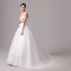 Perlenkristall Hochzeitskleid polum drapierte schiere Tüll eine Linie Sweep Zug zurück Schnürung Vestido de Novia Real Bild weiß Braut 5353351