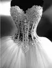 2020 Luxueux Bling Chérie Robes De Mariée Corset Corsage Sheer Boule De Mariée Perle PerlesTulle Robes De Mariée Robe De Noiva258b
