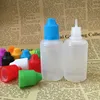 PE Dropper Bottles 30ml with Colorful Childproof Lids Thin Tip Plastic Eliquid Bottle 1OZ