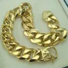 Cool Top Quality Gold Plated Mens Stainless Steel Curb Bracelet Bangle B154