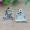 200Pcs/Lot Alloy " I love my soldier " Charm Pendants For Jewelry Making DIY Accessories 17 x 20mm A-174