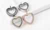 10PCS/lot 4Colors FULL Rhinestones Peach Heart Shape Glass Floating Locket Pendant Fit For Necklace Chain Making