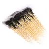 1b / 613 Blond Ombre Full Lace Frontal Stängning 13x4 med djupvåg Blondin Ombre Virgin Human Hair 3bundles med öra till öron framkallar