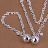 S057 low price 925 Silver Ball Pendant Necklace & Bracelet Fashion Jewelry Set Top quality classic birthday gift free shipping