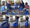 Barn leker matta leksak mattor bärbar hopfällbar stor nylon lagringsäck leksaker arrangör rug boxdockor 150cm blå rosa xl
