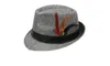 Ny sommar trilby fedora hattar halm med fjäder för mens mode jazz panama strand hatt 10st / lot