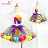 Wholesale-2017 New Arop Summer Girls Loticing Sets Cartoon Flower Thirts Tutu Skirt Dress 2PCS مجموعات ملابس الفتيات لمدة 2-12 عامًا