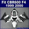 7 Gifts + HONDA CBR600 F4 용 사출 성형 페어링 1999 2000 black white 99 00 cbr 600 f4 페어링 키트 YHXD