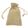 Naturliga säckväskor godis presentpåsar bröllopsfest favorit påse jute hessian dragsko säck liten bröllop favorit gåva6827453