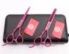 Z8001 5.5" 440C Purple Dragon Pink Professional Human Hair Scissors Barbers' Cutting Thinning Scissorss Left Hand Scissors Salon Style Tools