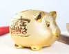 Salvadanaio in ceramica con maiale, buona fortuna, ricchezza, Feng Shui asiatico, salvadanaio in oro