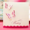 50 stks Bruiloft Uitnodigingen Butterfly Style Fancy Design Invitation Card Gevouwen champagne Kleurvrije aangepaste en afdrukken