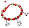 Christmas Gift Fashion Jewellery Bracelets Snowflake Santa Claus Bell Imitation Pearl Beads Charm Bracelet Hand Chain