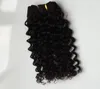 Peruviano vergine 120g clip onda profonda nell'estensione dei capelli clip di capelli umani di colore naturale nelle estensioni dei capelli 9Pcs / set 12-26 pollici in magazzino