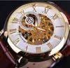 watches men luxury watch china Man's Casual Gold dial hollow manual mechanical Leather strap