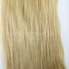 160g 10 sztuk / zestaw Clip In On Hair Extensions Double Drown Prosty 20 22 cali Brazylijski Indian Remy Human Hair # 613 / Bleach Blonde