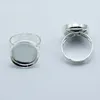 Boncuk mücevher yüzüğü bütün yüzük boşluklar çerçeve ayarı 18mm yuvarlak cameo veya cabochons ayarlanabilir parmak yüzüğü taban kimliği 275589012495