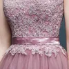 2021 LaceUp Prom Vestres Party Evening Light Purple Custom Made Vneck Lace Prom Dress Crystals Flores Tulle Lace Prom Dres9022803