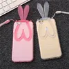 Cartoon Rabbit Oor Zachte Clear Stand Phone Case Bunny Transparent Cover met Lanyard voor iPhone 5 6 6 S Plus Samsung S4 S5 S6