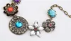 Rétro Vintage Style Européen Magnifique Autriche Turquoise Cristal Fleurs Bib Déclaration Collier pour la Fête De Mariage 045I