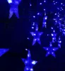 120LED 3M*0.6m curtain icicle string lights Christmas Garden five-pointed star lamps Wedding Party Decorations