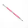 Nagelverktyg cuticle pusher professionell senior sked rosa målning 10 st / lot nagel renare manikyr pedicare rostfritt stål 9005a