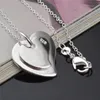 Billiga Mode Smycken 925 Sterling Silver Double Heart Pendant Halsband Alla hjärtans daggåva till tjejer Gratis frakt