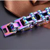 19mm Wide Men's Rainbow Motor Bike Motorcycle Chain Bracelet titanium Stainless Steel Bicycle Biker Bracelets Bangle Jewelry