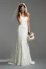 Simple Lace Sheath Beach Wedding Dresses 2015 Sweetheart Floor Length Long Garden Bridal Gowns Wedding Wear with Sash