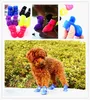 3 Sätze / los Tragbare Hund Stiefel Wasserdicht Rutschfeste Bonbonfarben Regen Schuhe Größe S M L (4 teile / los)