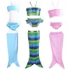 PrettyBaby 2016 Meisjes Kinderen Kleine Mermaid Tail Bikini Set Swimmable Zwempak Kostuum 3 stks Set Badkleding 4 Kleuren