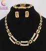 Fashion Bridal Wedding Party Necklace 18K Gold Plated African Crystal Jewelry Set