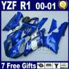 Blue fairings for YAMAHA YZF R1 00 01 fairing kits 2000 2001 YZFR1 yzf1000 B13C cheap good quality plastic parts kit + 7 gifts