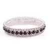New 10 Colors Fashion Women 3-Row Rhinestone Crystal Trims Tennis Spring Bracelets 6inches Jewelry