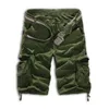 Pantaloncini da uomo larghi casual verde militare mimetico militare cargo al ginocchio senza cintura pantaloncini primavera estate