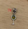 45pcs /lots Enamel Wine Glass Goblet Drink Alloy Dangle Charms Bead fit European Bracelets 32 x 9mm DIY Accessories