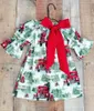 Baby Girls Christmas Dresses for Girls Boutique Baby Clothing Tree Car Printed Flower Girl Dress Ruffle Sleeve Kids Dress Baby Girls Clothes