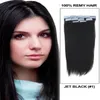 Tape på hud 4cm Bredd 10 '' - 26 '' 2.5g / pc 40pcs / 100g Rak Indisk Hår Skin Väft Remy Tape In / On Human Hair Extensions